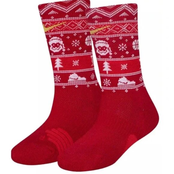 Nike Youth Holiday Elite Crew Socks- 2 PACK RED & GREEN - Picture 3 of 5